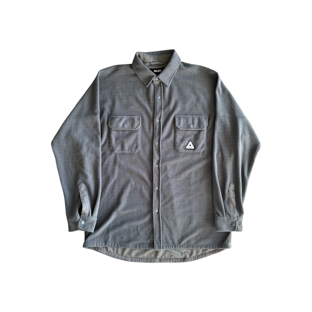 Palace Grey Polargrid Overshirt Fleece Snap Button Up Size XL